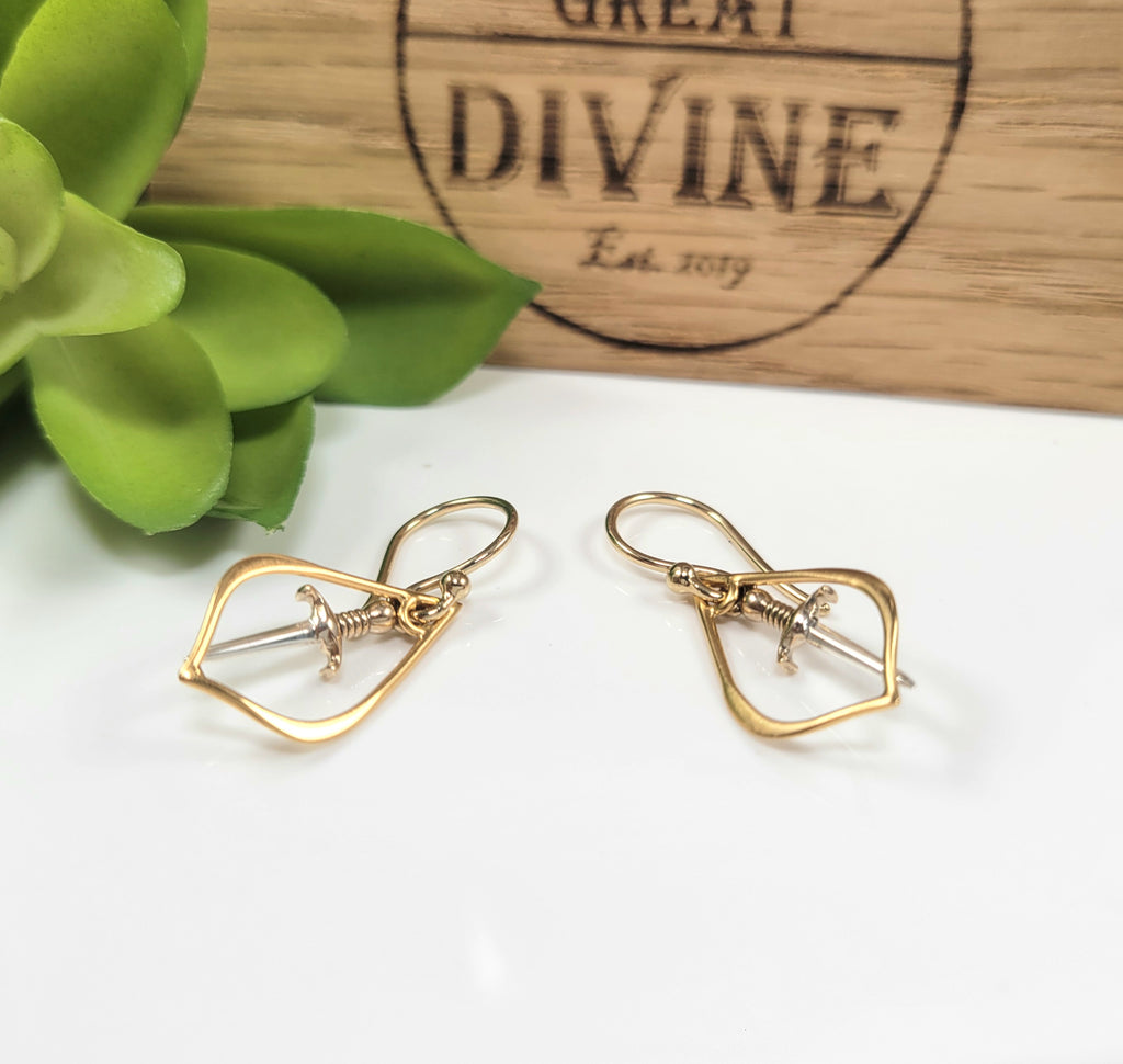 Tiny Dagger Dangle Earrings