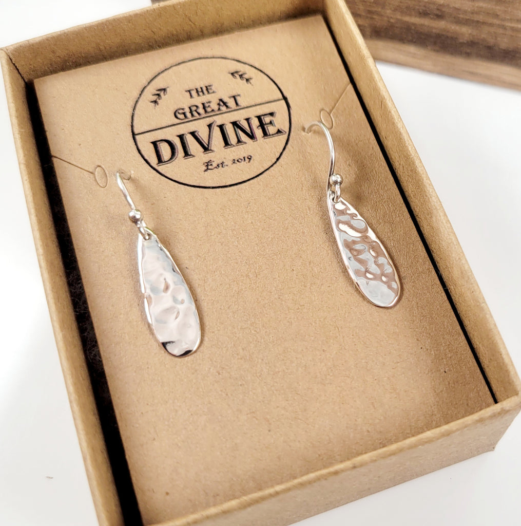 elegant hammered finish drop earrings