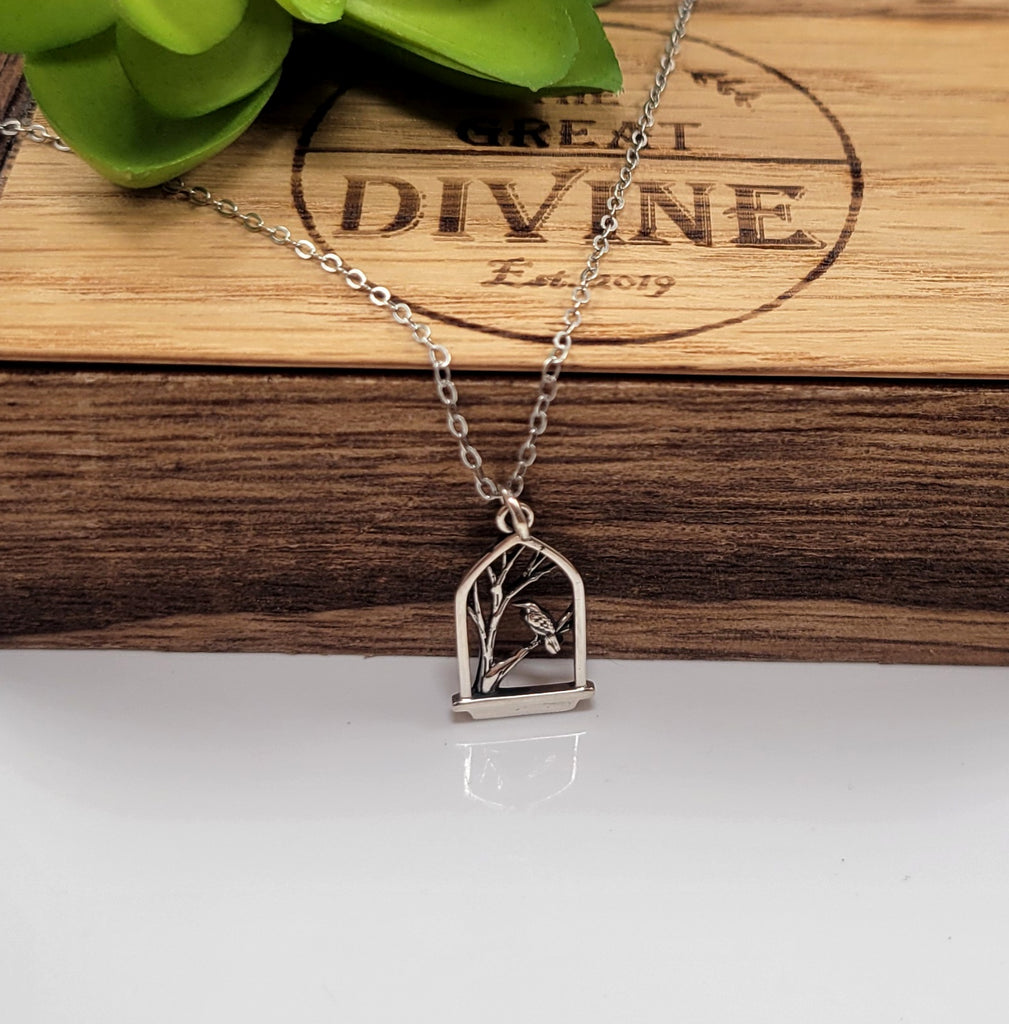 Sterling Silver Raven Pendant Necklace