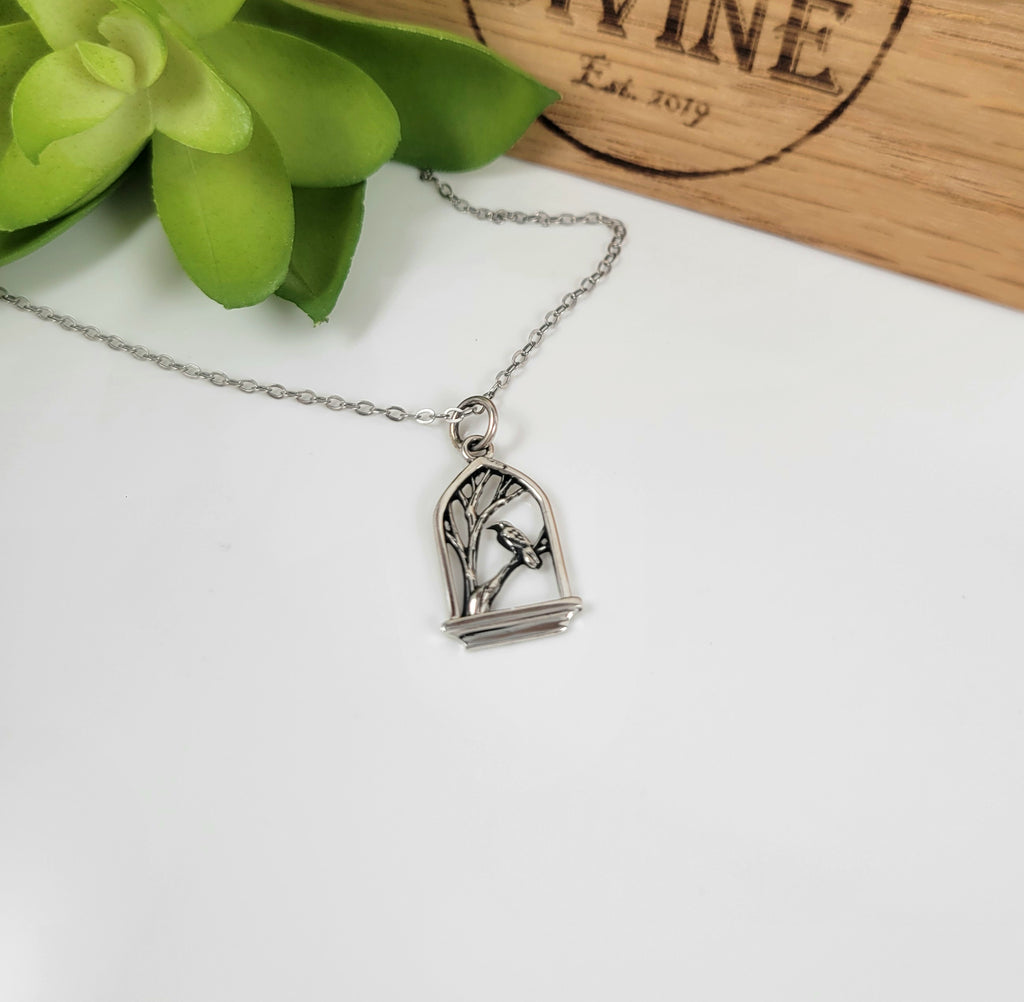 Small Raven Charm Necklace
