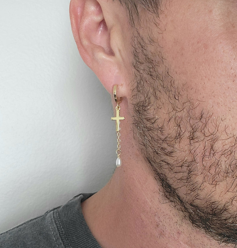 Pearl Dangle Earring for Men