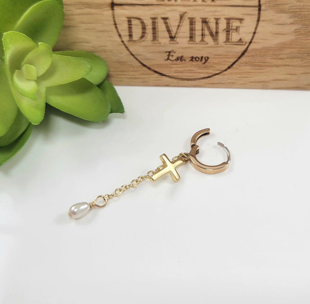 guys dangle earring gold