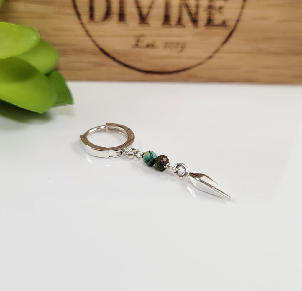 Silver Spike Dangle Earring for Men