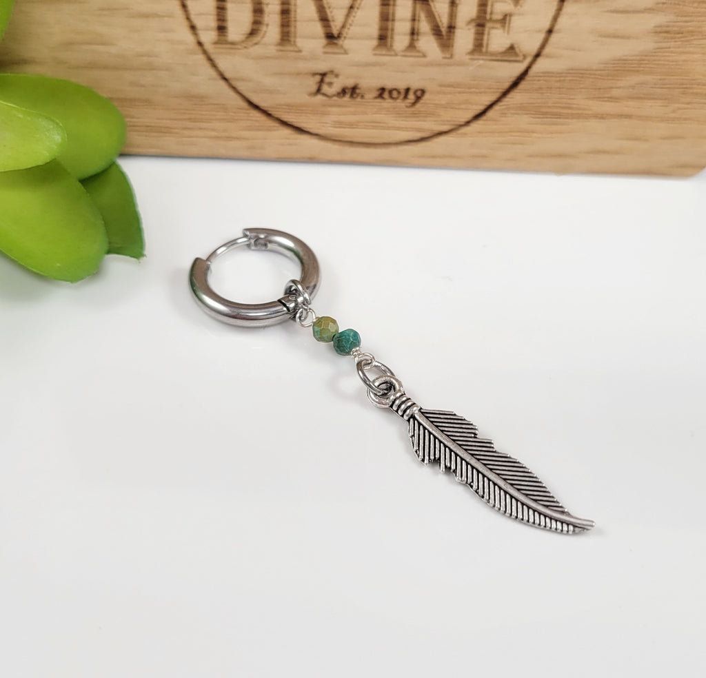 Mens Feather Earring