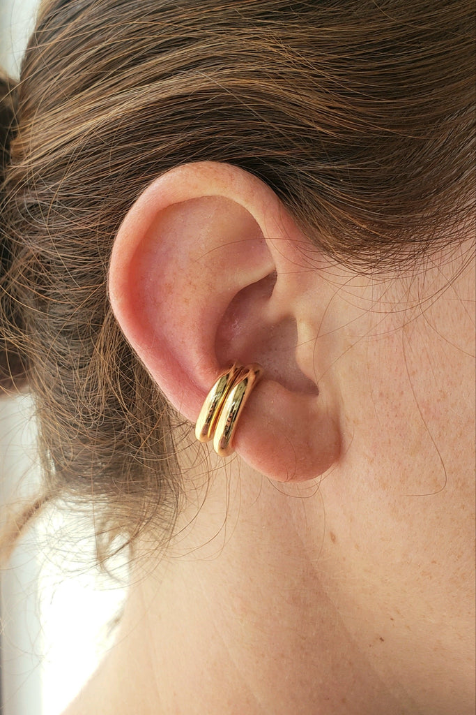 chunky gold ear cuff set